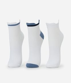 Kit 03 Meias Cano Baixo Esportivas em Algodão com Recorte no Punho
