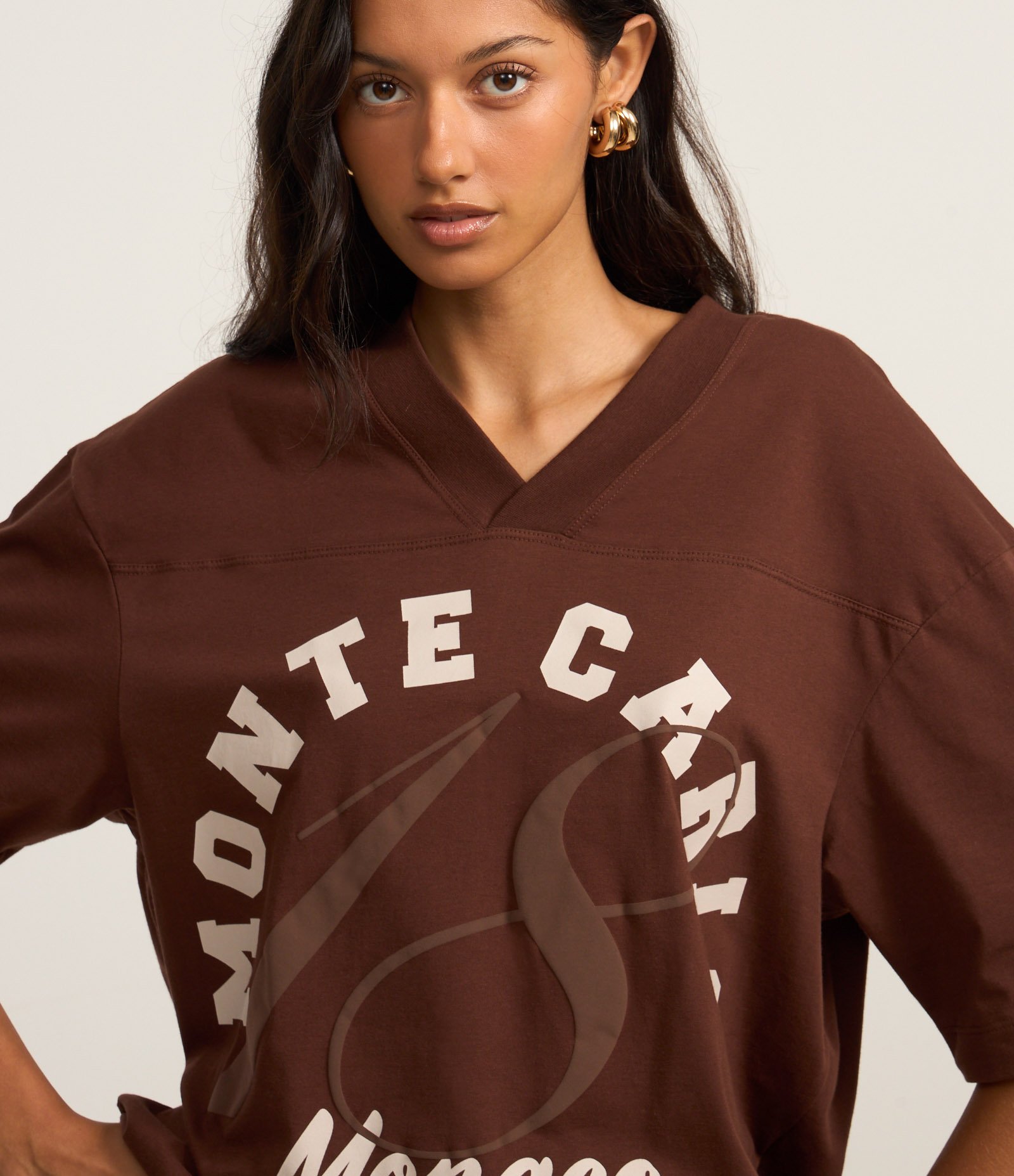 Camiseta em Algodão com Estampa Monte Carlo Marrom 3