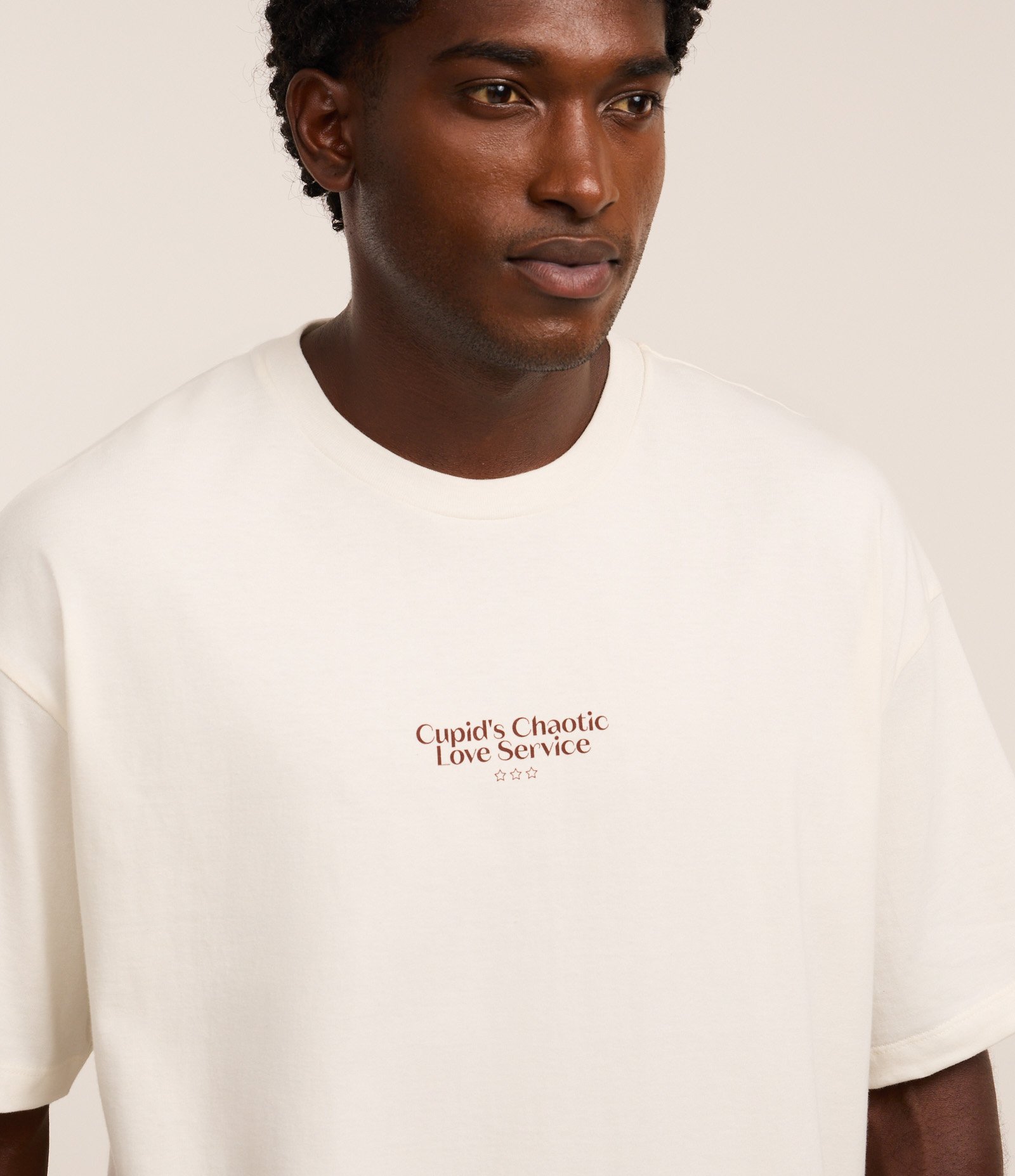 Camiseta Boxy em Algodão Estampa Lettering Cupido Off White 4