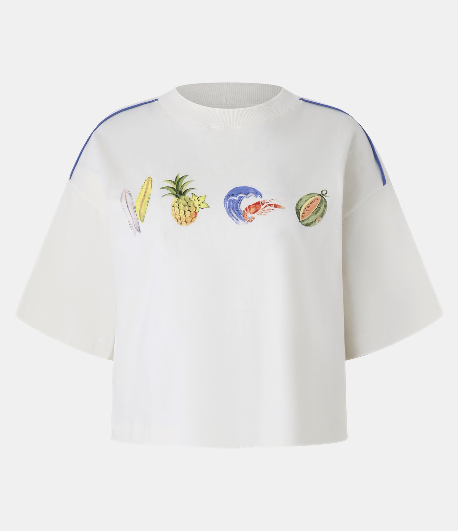 Camiseta Boxy em Algodão com Estampa Tropical Bege 4