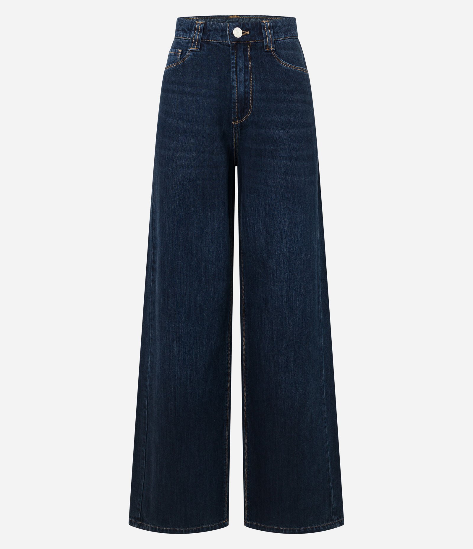 Calça Wide Leg em Jeans com Cós Alfaiatado Azul Escuro 6