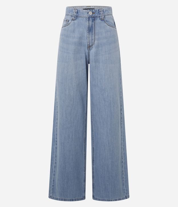 Calça Wide Leg em Jeans com Cós Alfaiatado
