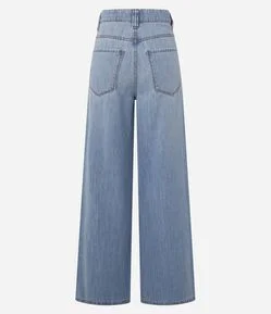 Calça Wide Leg em Jeans com Cós Alfaiatado