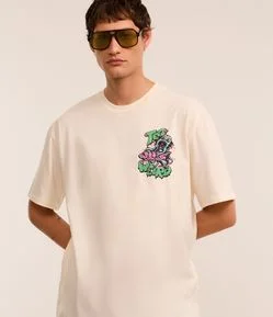 Camiseta Relaxed em Algodão com Estampa de Polvo e Lettering