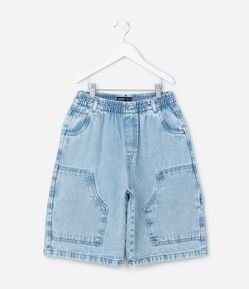 Bermuda Ampla Infantil Marmorizada - Tam 5 a 14 Anos