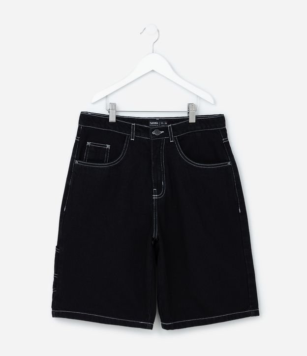 Bermuda Steet em Jeans com Costura Contrastante- Tam 5 A 14 Anos