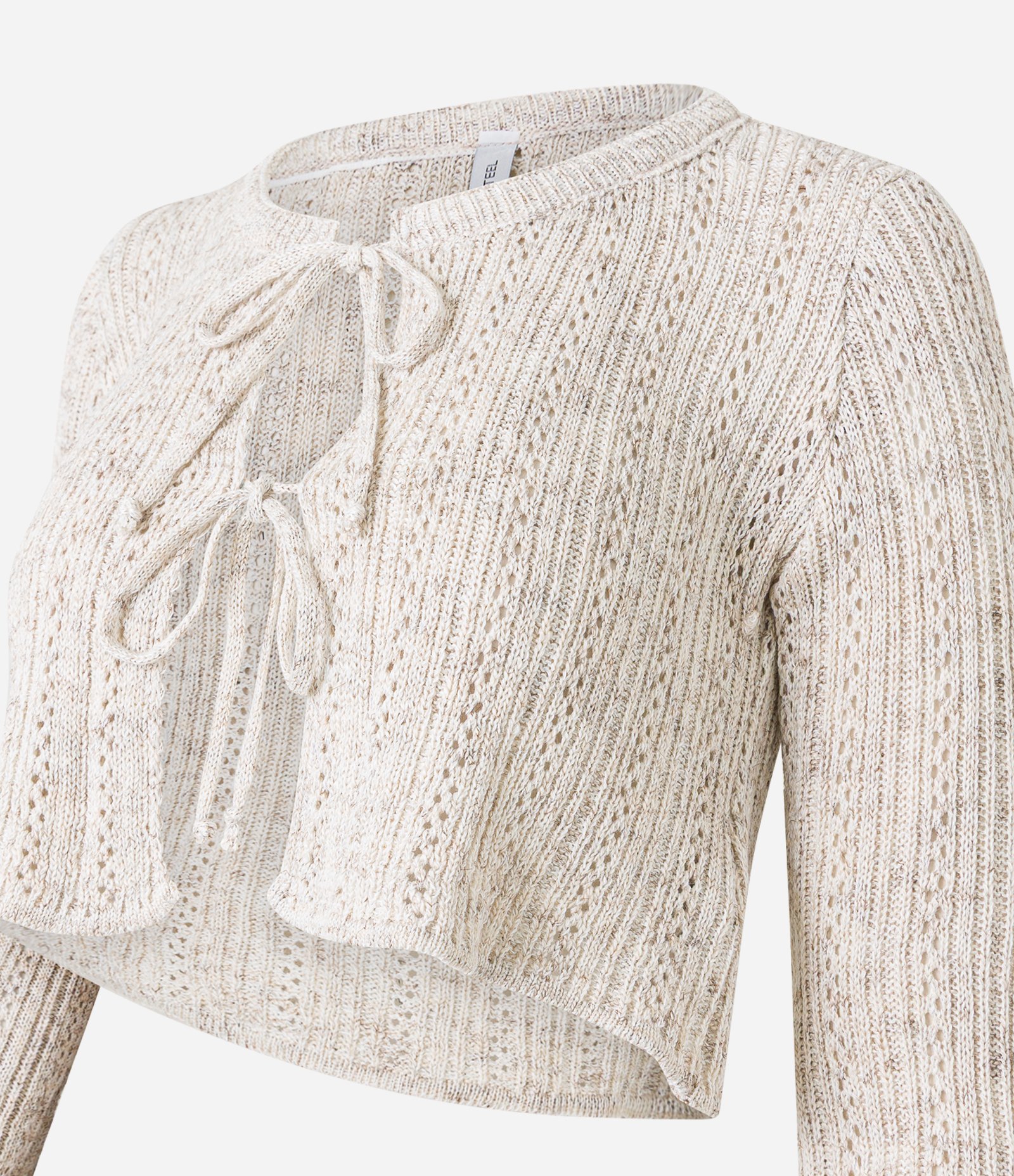 Blusa Cropped em Tricô com Amarração Frontal Off White 2