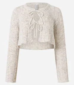 Blusa Cropped em Tricô com Amarração Frontal