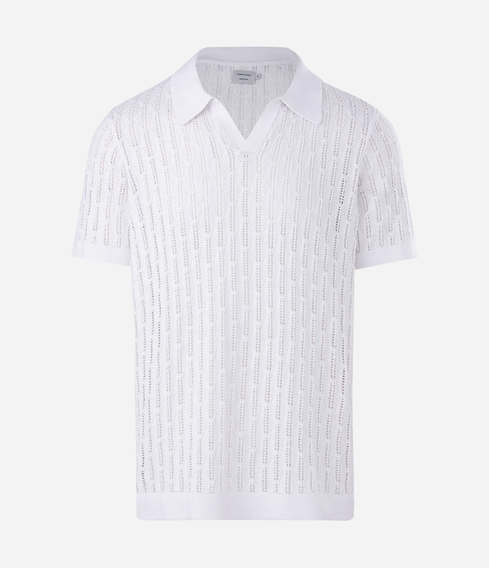 Polo Manga Curta em Tricô Texturizado com Losango Branco 1