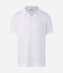 Polo Manga Curta em Tricô Texturizado com Losango