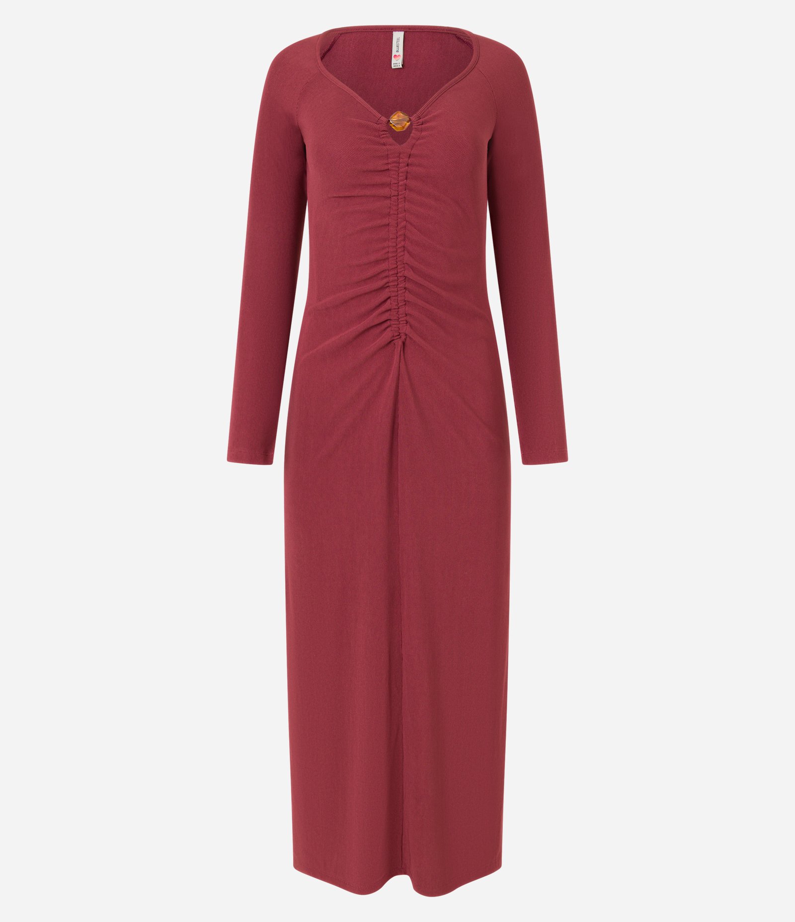 Vestido Longo em Ribana com Aviamento no Busto e Franzido Frontal Vermelho 6