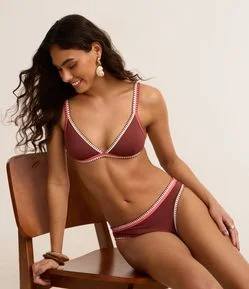 Biquíni Calcinha Básica em Microfibra com Viés e Pespontos Contrastantes