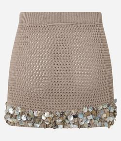 Saída de Praia Saia Curta em Crochê com Medalhas de Madreperola
