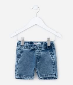 Bermuda Infantil em Malha Jeans Confortável Marmorizada - Tam 0 a 18 meses