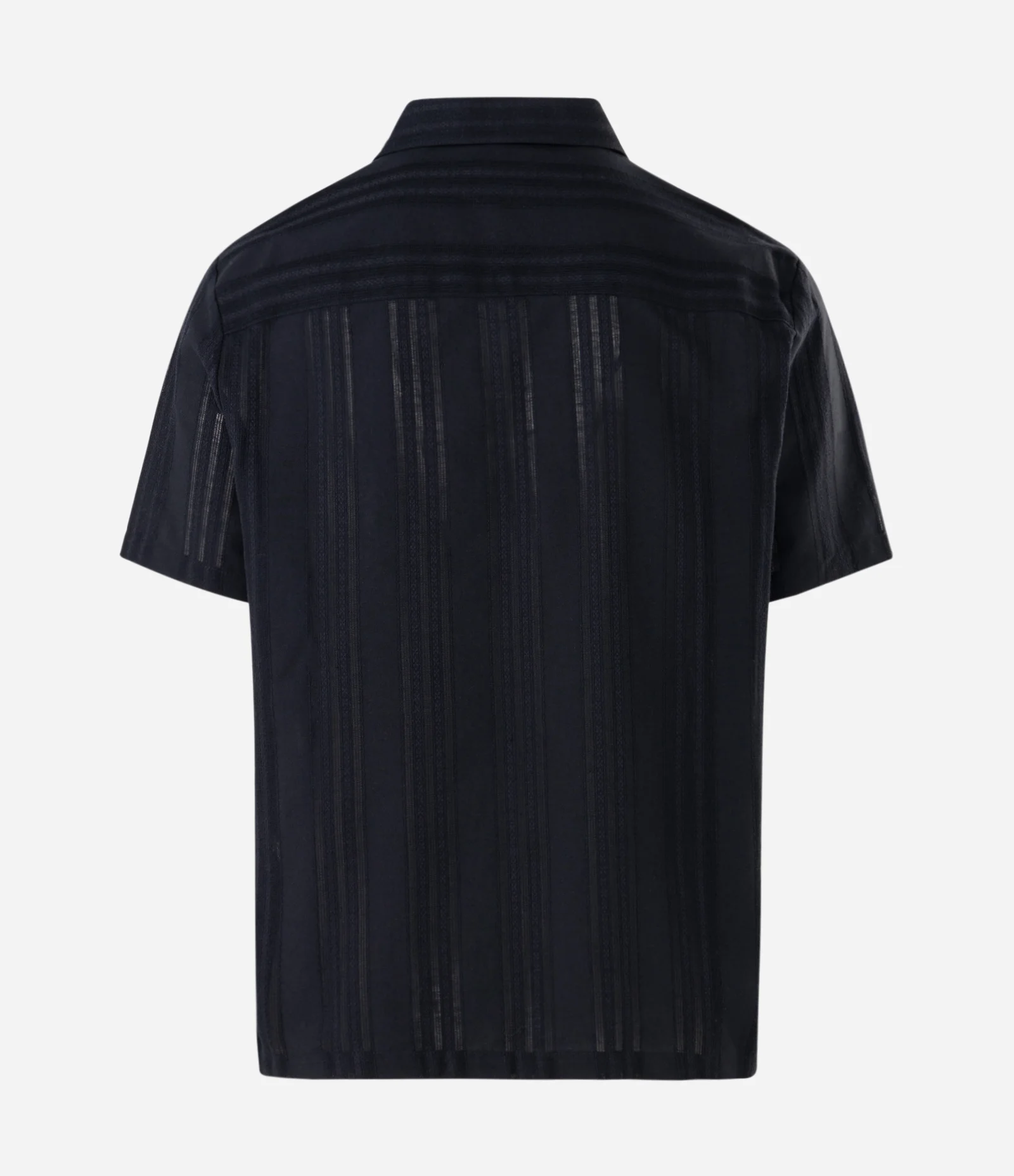 Camisa Comfort Manga Curta em Algodão Texturizada com Listras Azul 2