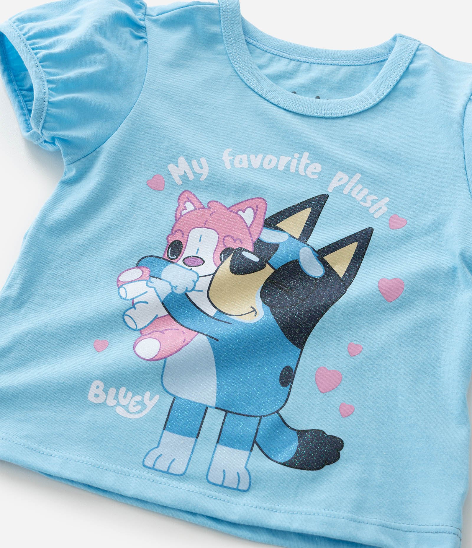 Camiseta Infantil com Estampa Bluey com Brilhos - Tam 5 a 14 Anos Azul 6