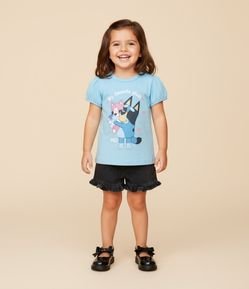 Camiseta Infantil com Estampa Bluey com Brilhos - Tam 5 a 14 Anos
