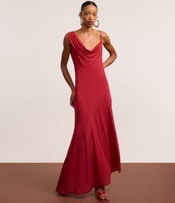 Vestido New Midi com Alça Diferenciada e Decote Degagê