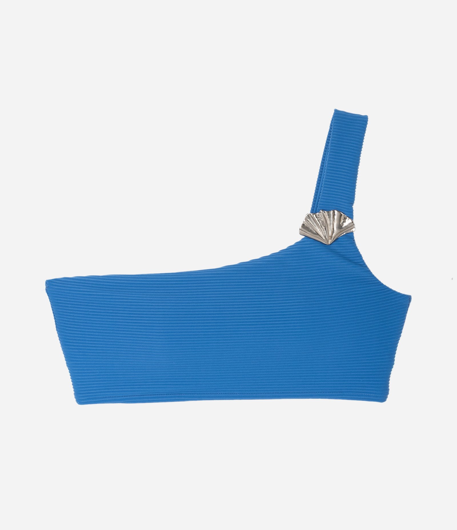 Biquíni Top Ombro Só em Microfibra Canelada com Aviamento Azul 5