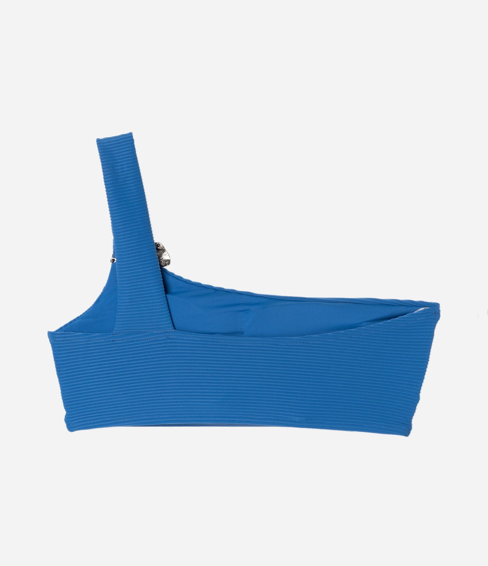 Biquíni Top Ombro Só em Microfibra Canelada com Aviamento Azul 6