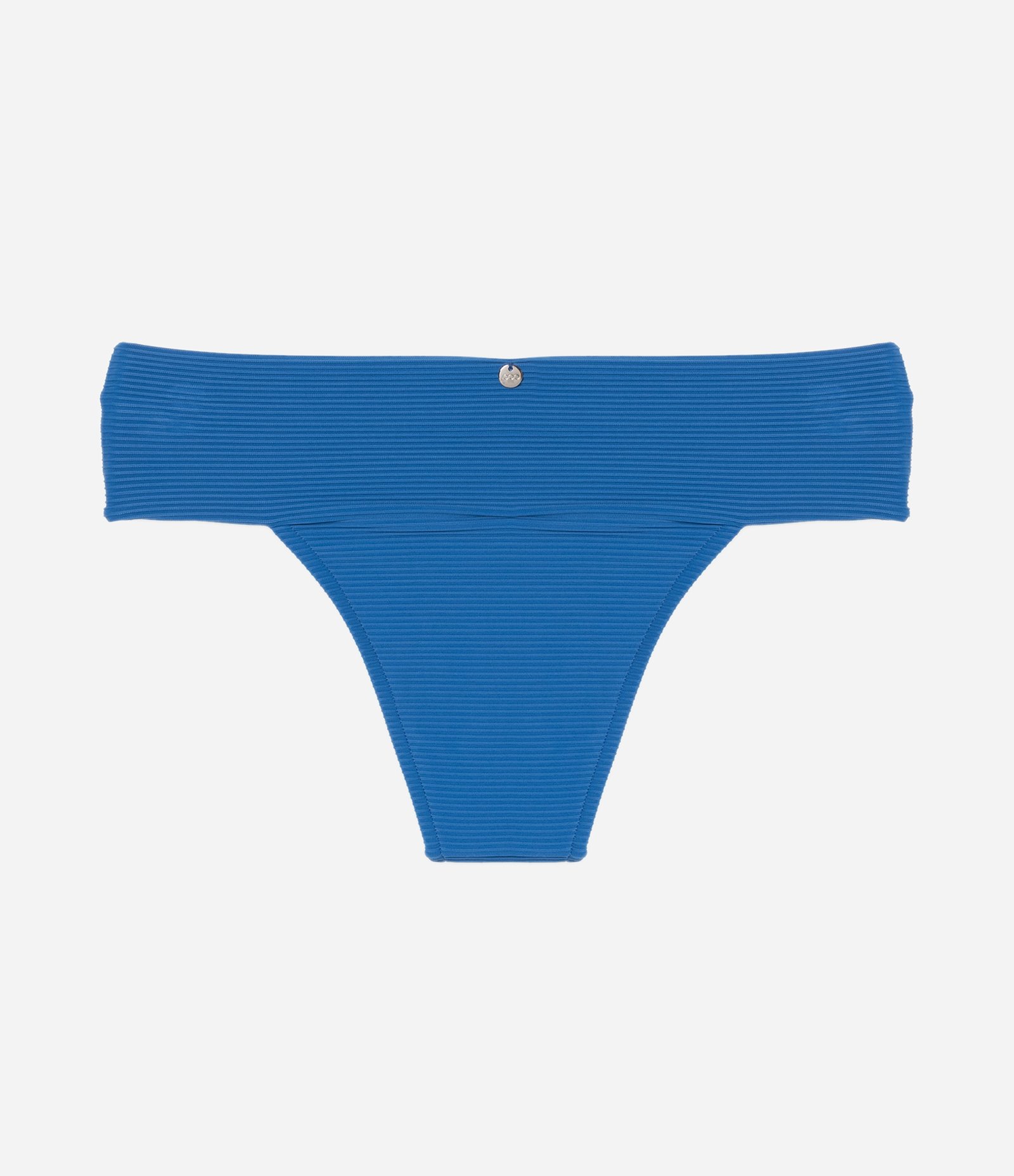 Biquíni Calcinha Pala Larga Canelada com Aviamento de Flor Azul 6