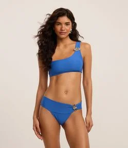 Biquíni Calcinha Pala Larga Canelada com Aviamento de Flor