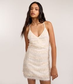 Vestido Curto com Franjas e Paetês