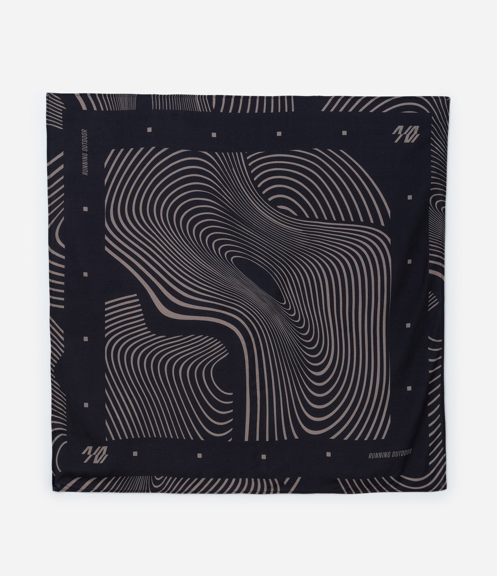 Lenço Quadrado Corrida em Tricoline com Estampa Abstrata Running Outdoor Preto 1