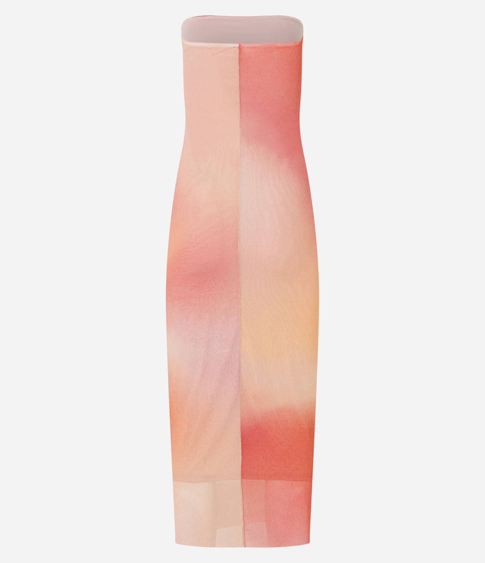 Vestido Long Midi em Tule Manchadinho e com Fenda Rosa 2