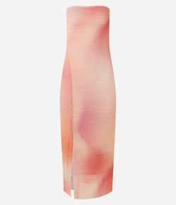 Vestido Long Midi em Tule Manchadinho e com Fenda