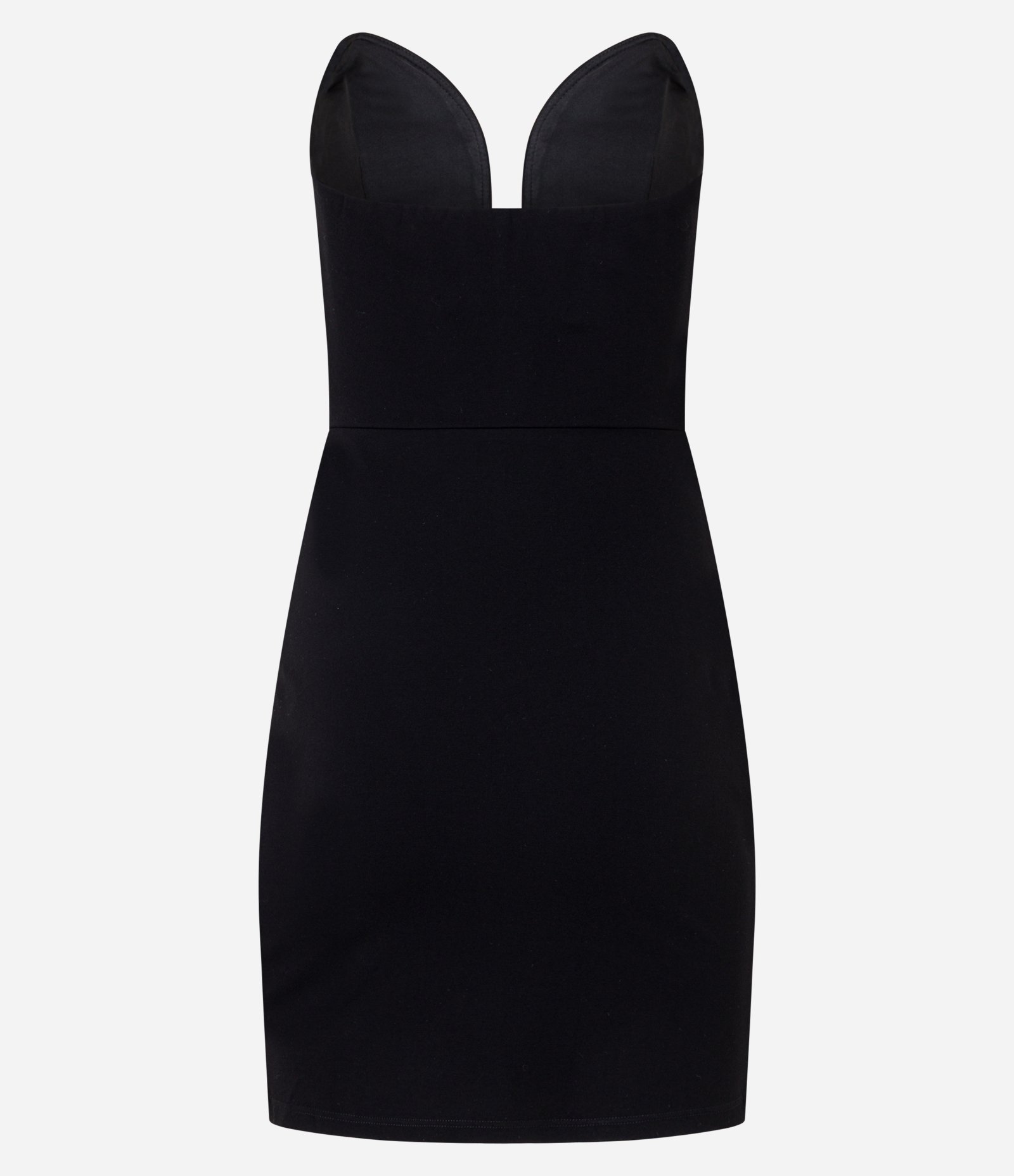 Vestido Curto Sem Manga em Ponto Roma com Decote Coração Profundo Preto 2