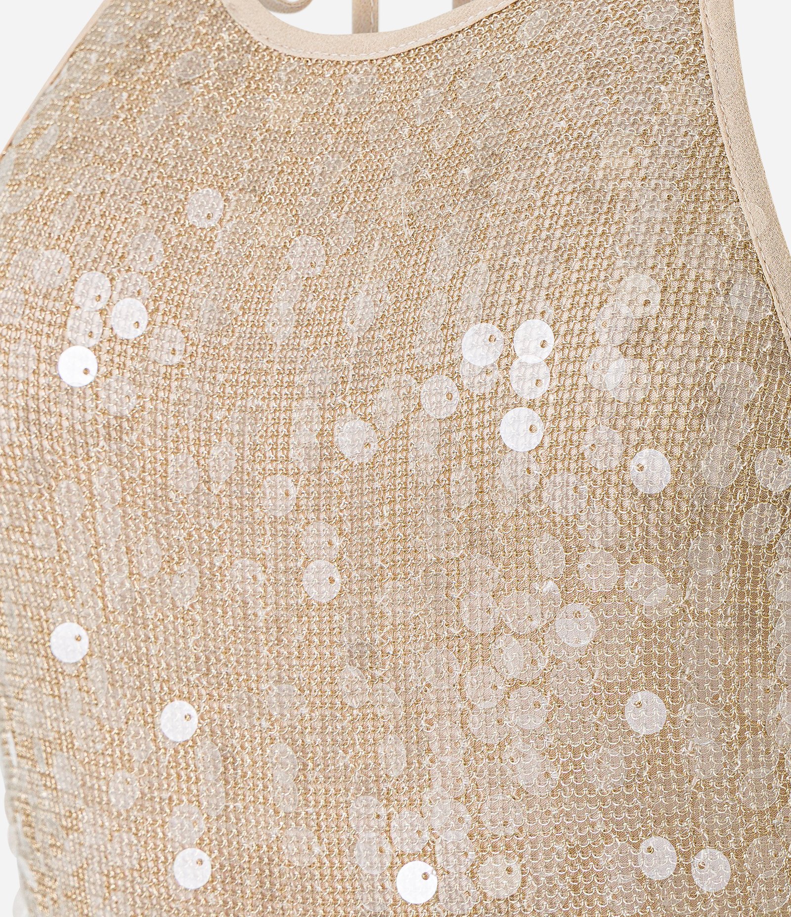 Vestido Curto Ajustado em Viscolycra com Paetês Dourado 9