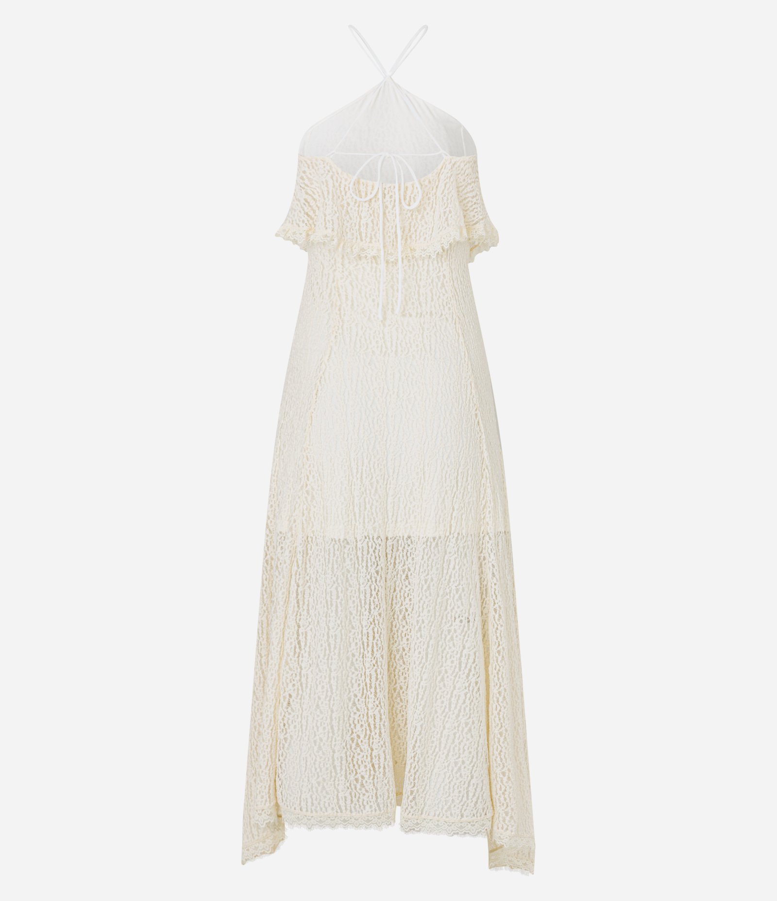 Vestido New Midi Texturizado em Renda com Sobreposição Off White 9