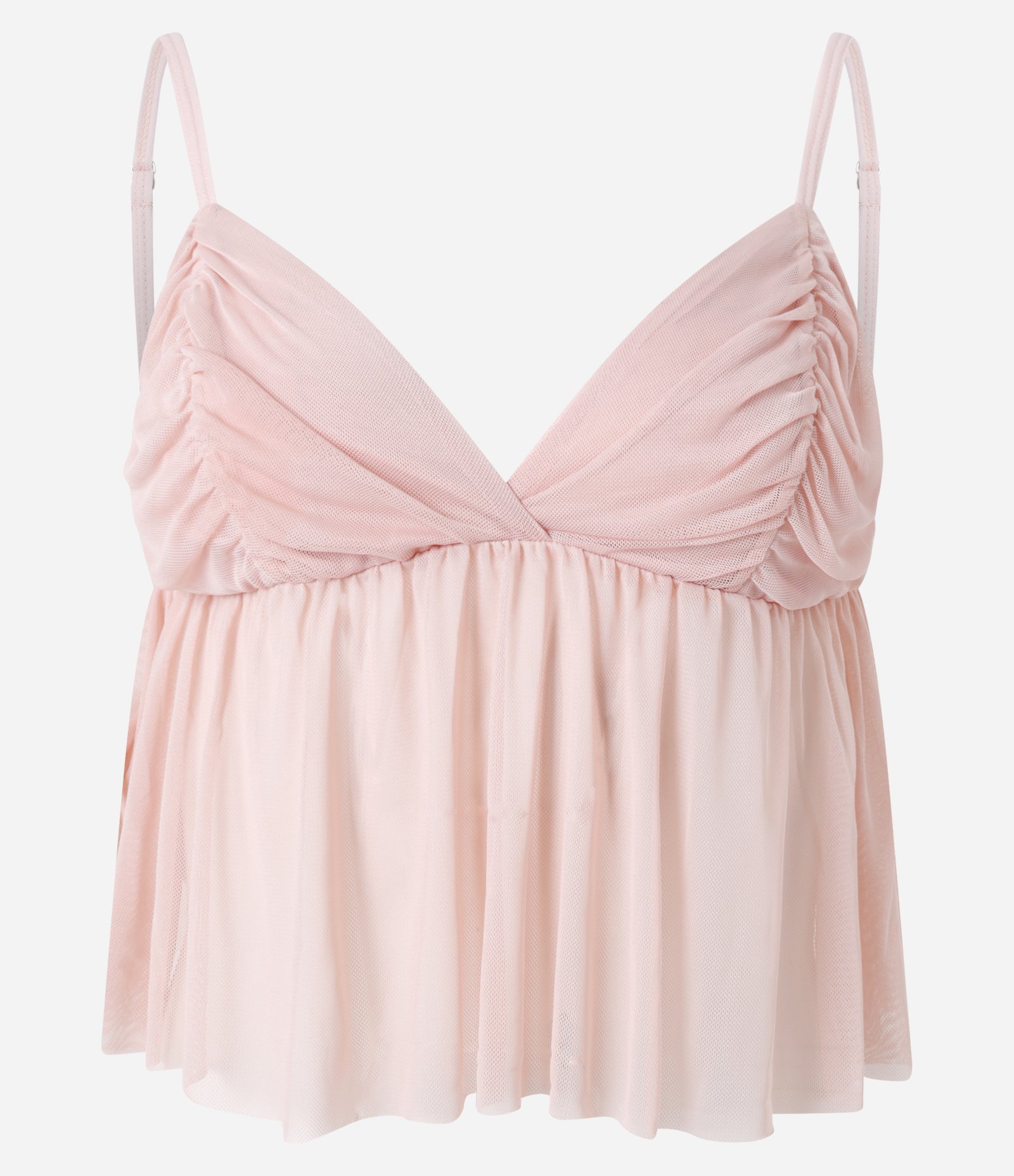 Blusa de Alcinha em Tule com Busto Franzido Rosa 4