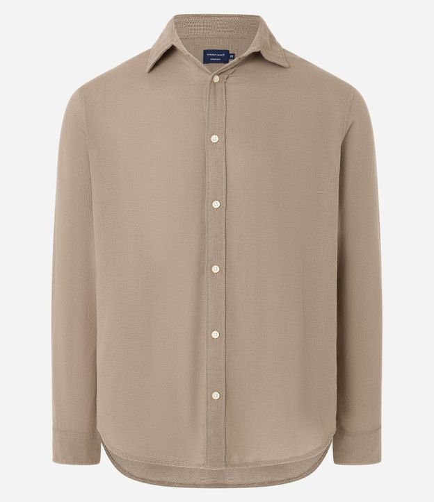 Camisa Comfort em Algodão Padronagem Mescla Texturizada