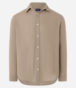 Camisa Comfort em Algodão Padronagem Mescla Texturizada