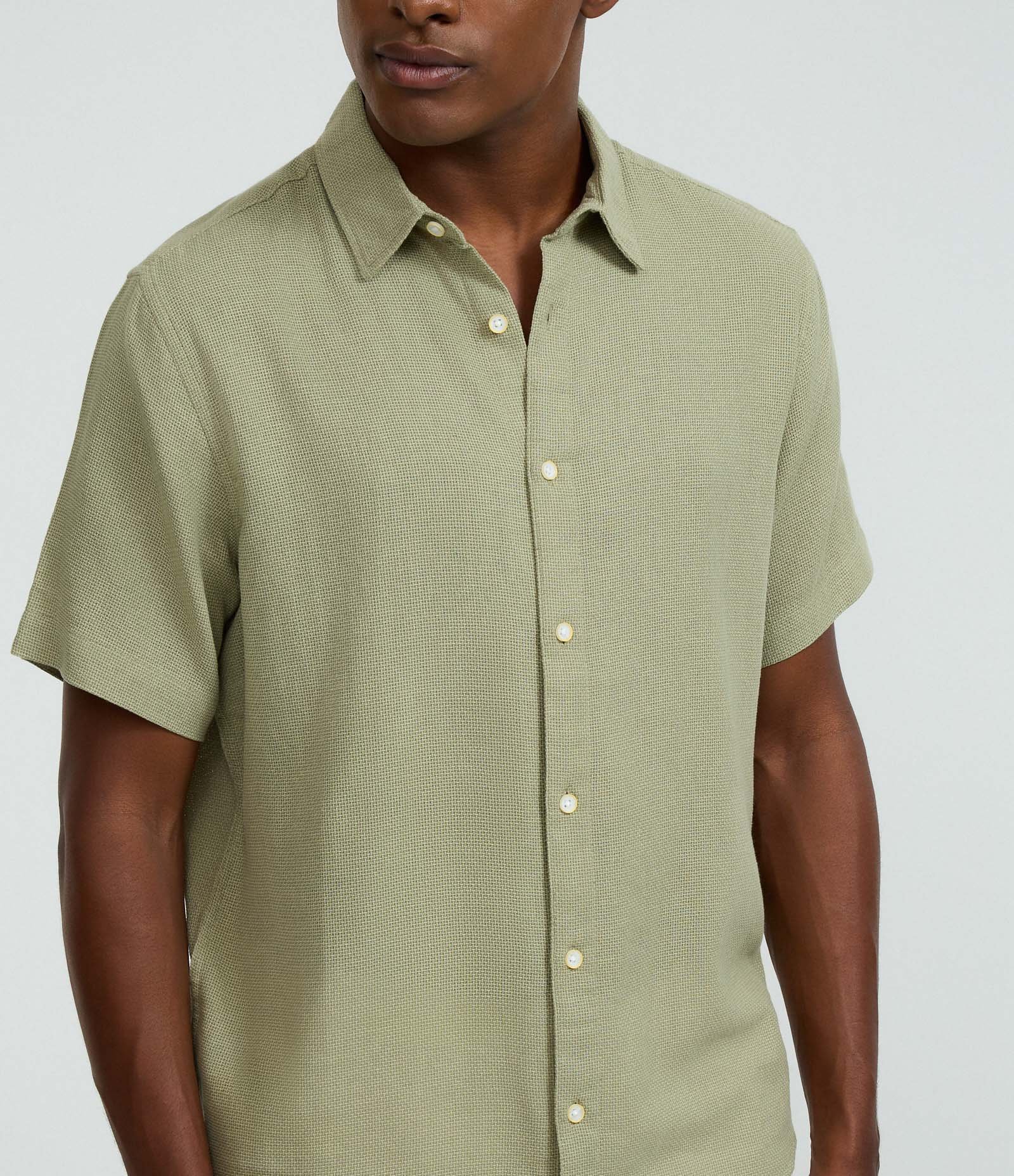 Camisa Comfort em Algodão com Textura Verde 3