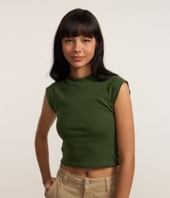 Blusa em Suedine com Ombro Caído