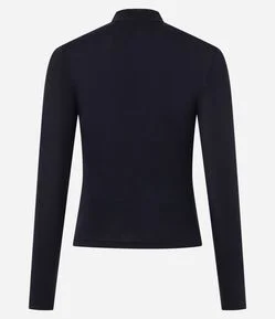 Blusa em Tricô com Gola Alta e Franzido