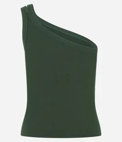 Blusa em Ribana com Um Ombro Só e Alça Dupla