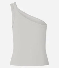 Blusa em Ribana com Um Ombro Só e Alça Dupla