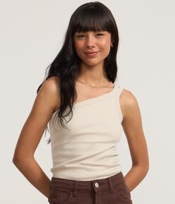 Blusa em Ribana com Um Ombro Só e Alça Dupla