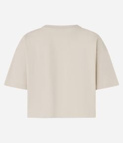 Camiseta Curta em Algodão com Bolsinho e Mangas Largas