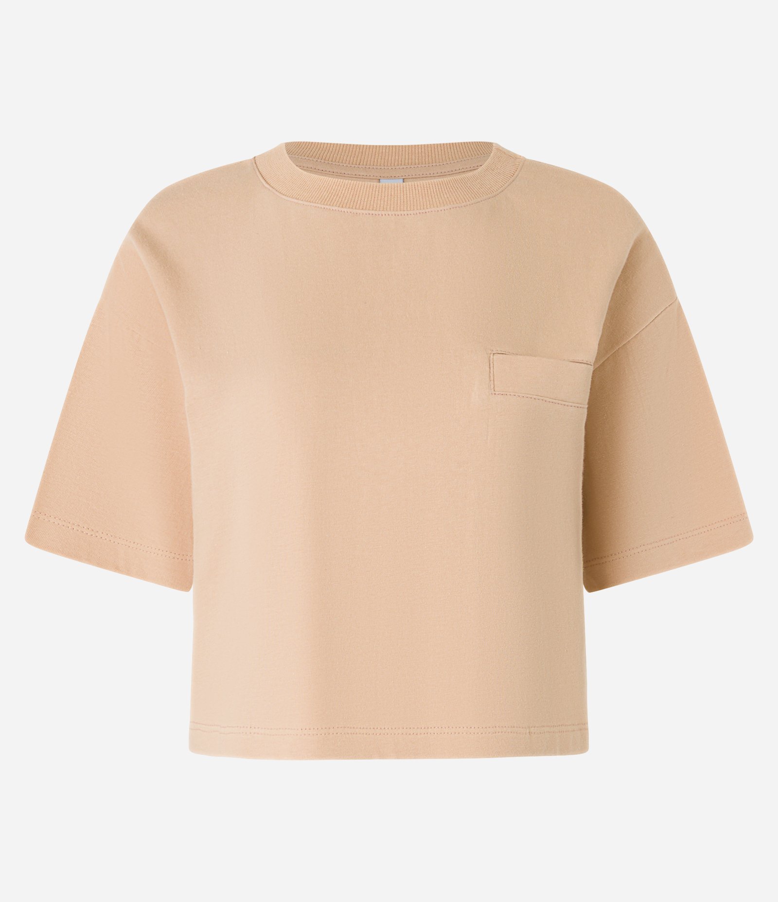 Camiseta Curta em Algodão com Bolsinho e Mangas Largas Laranja 1