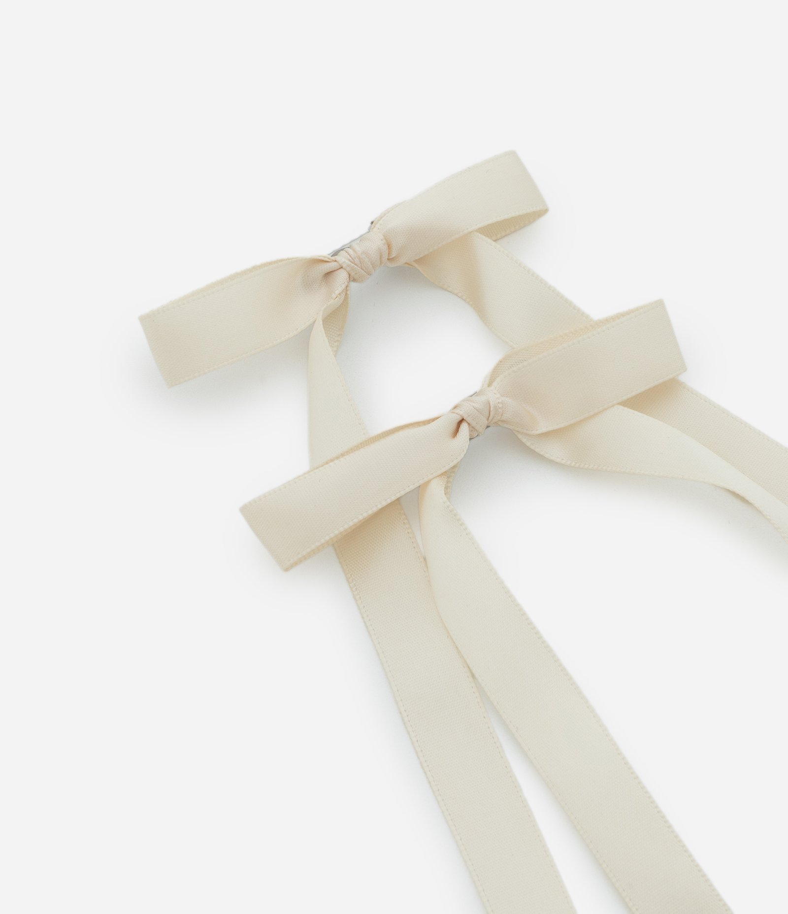 Kit 02 Presilhas De Cabelo com Formato Laços Alongados Off White 2