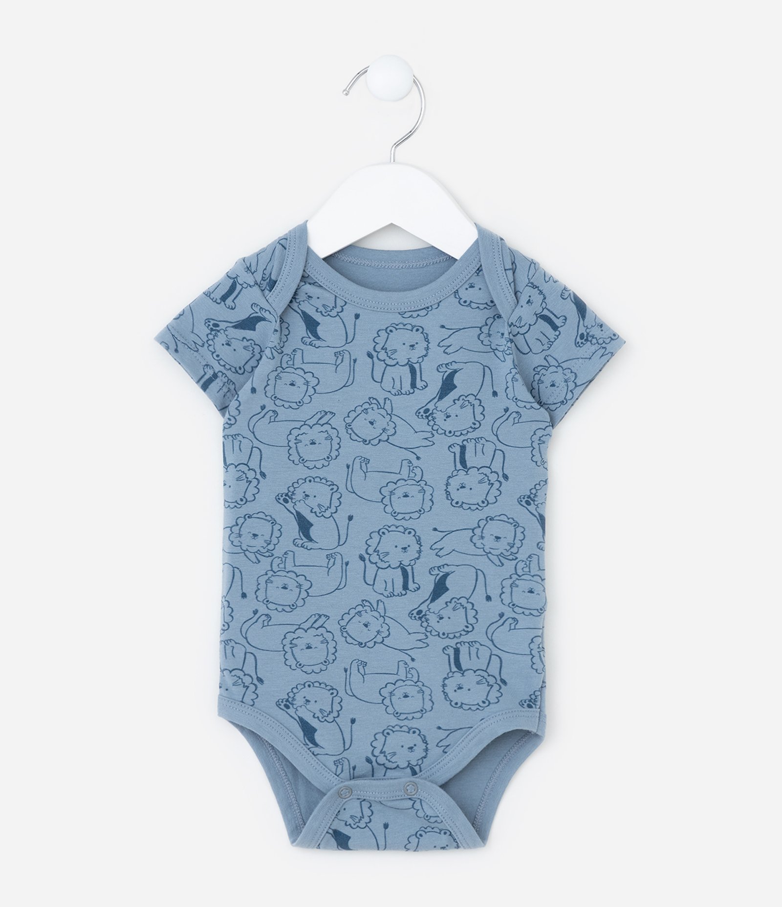 Body Infantil com Estampa Leãozinho - Tam RN a 18 meses Azul 1