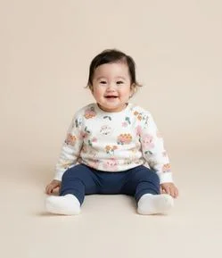 Calça Infantil em Algodão Peruano Básica - Tam RN a 18 meses