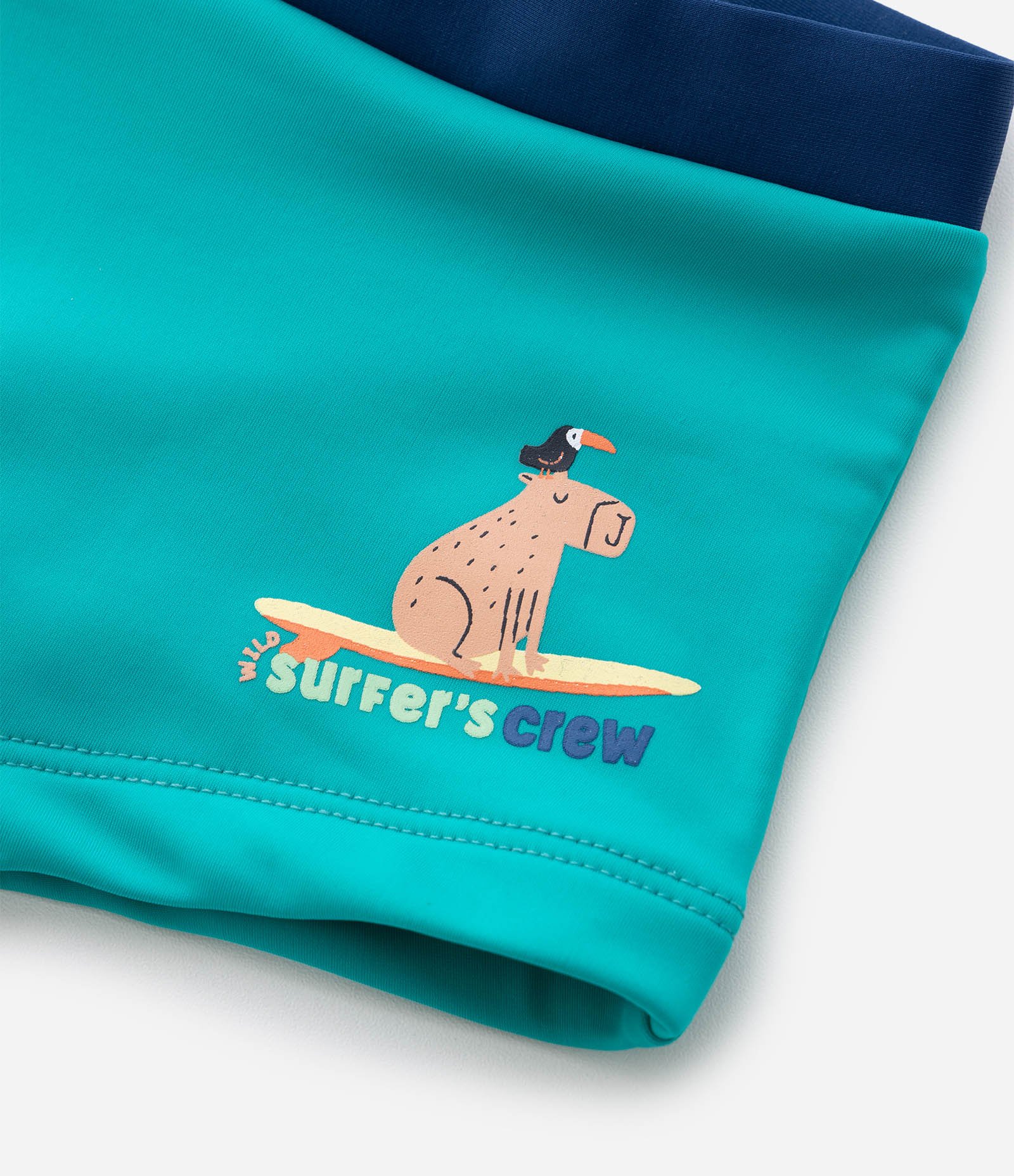 Sunga Boxer Infantil com Estampa Capivara Surfista - Tam 2 a 4 Anos Verde 5