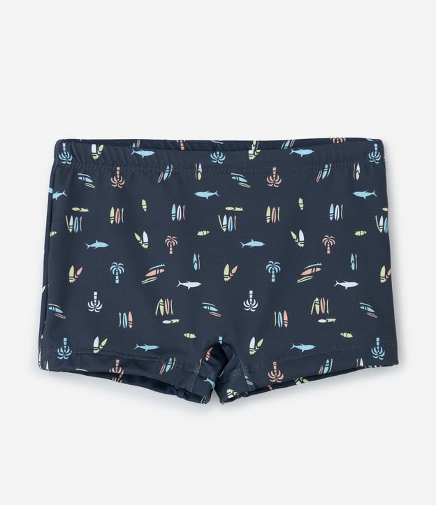 Sunga Infantil Boxer em Microfibra com Estampa de Mini Ícones Tropicais - Tam 5 a 14 Anos