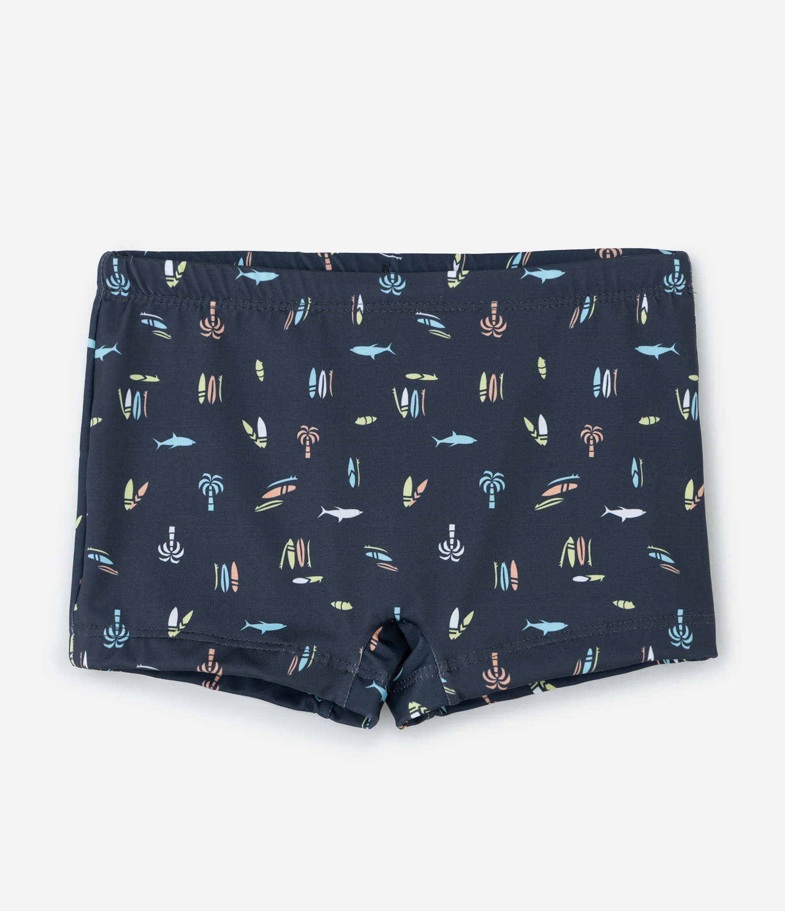 Sunga Infantil Boxer em Microfibra com Estampa de Mini Ícones Tropicais - Tam 5 a 14 Anos Azul 1